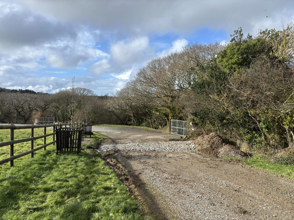 Fully fenced secure dog field at the end of a rural track.